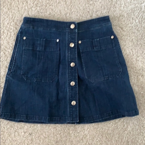 Rag & bone Siggy Front Button A Line Denim Skirt 0 Indigo - Picture 1 of 6